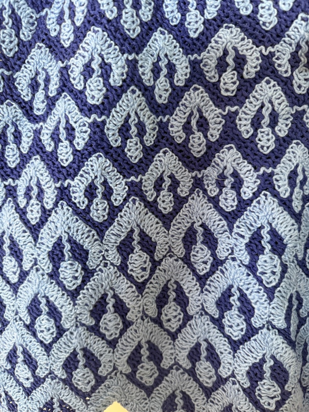 ON 34th Sz Large Crochet Two-Tone Blue Skater Mini Skirt - Picture 4 of 5